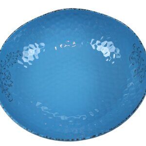 Soho Loft Serving Bowl Blue Brown Rustic Farmhouse Melamine Large 11.75" NWT